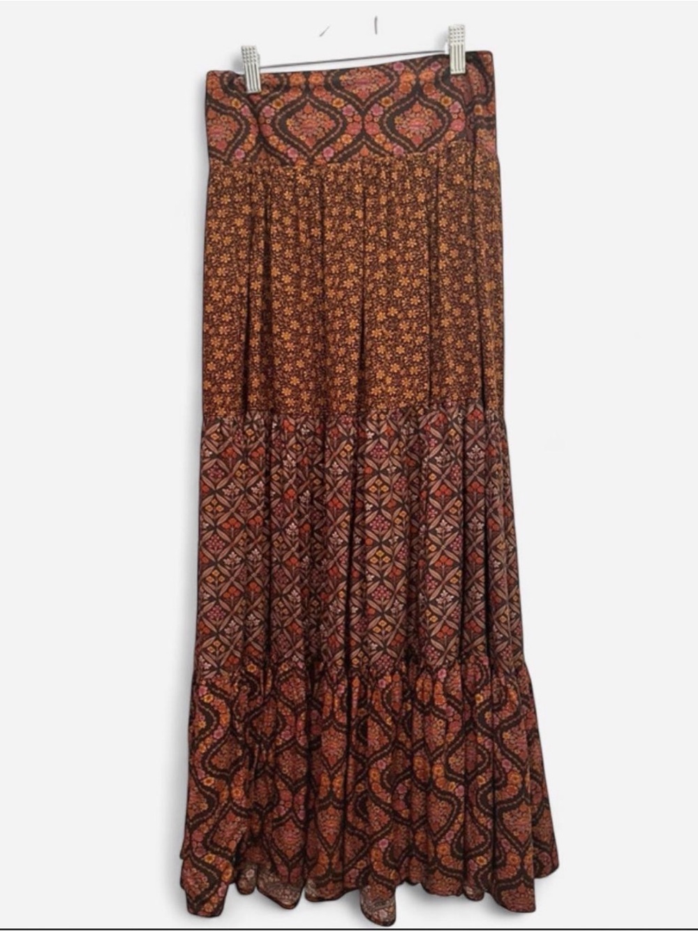NATURAL LIFE Brown & Rust Printed Boho Maxi Skirt